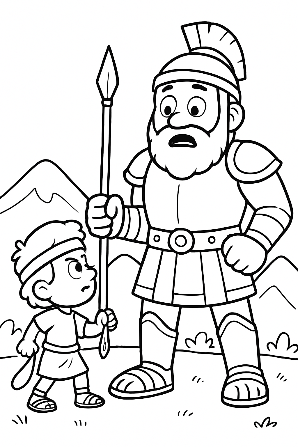 Desenho de Davi e Golias